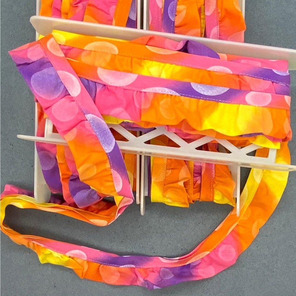 Vintage Ruffled Trim Pink Orange Yellow Purple Dot 2 Bolts
